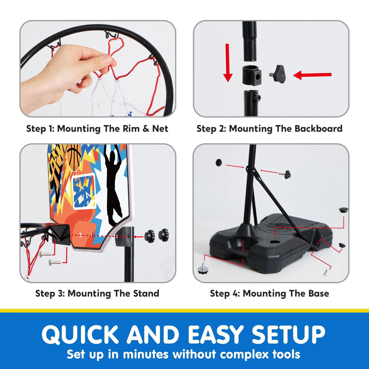Joyfy Adjustable Kids Basketball Hoop With 4 Balls by S And B Enterprise