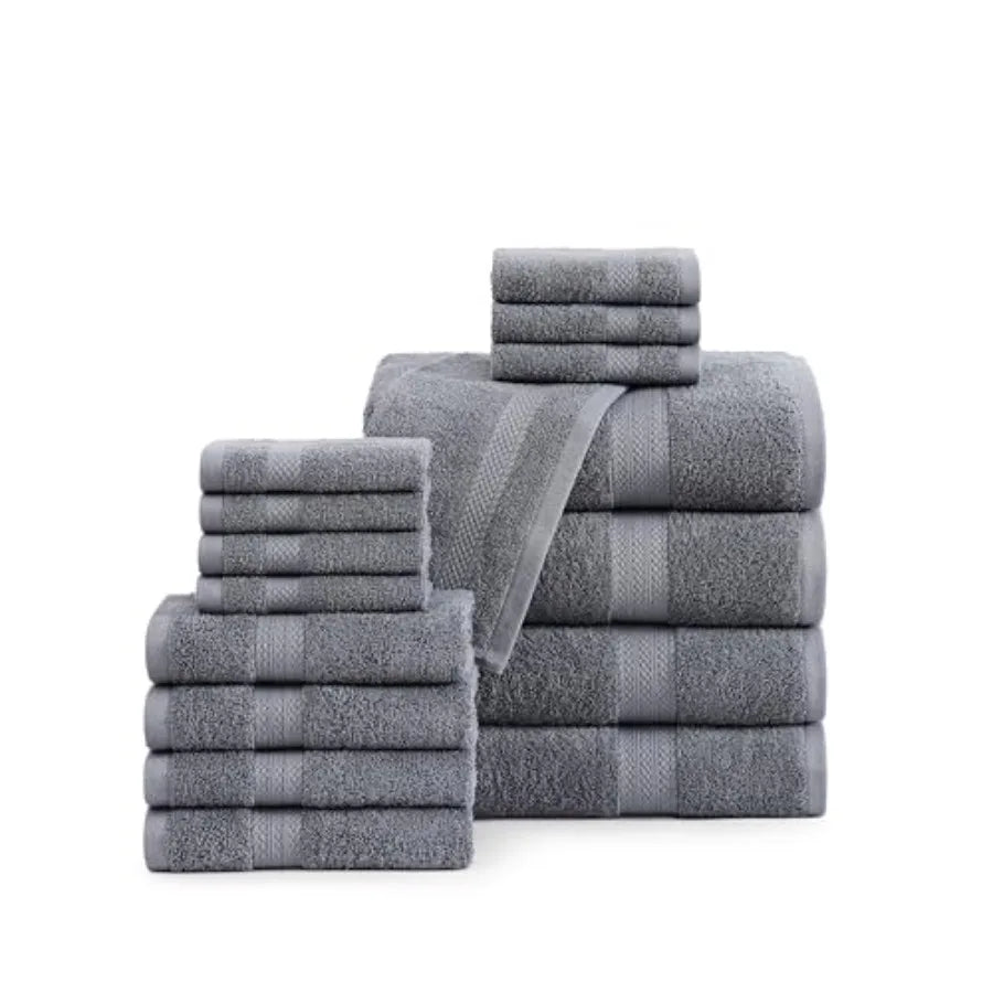 Luxury 16-Piece Bath Towel Set With Washcloths Included by S And B Enterprise