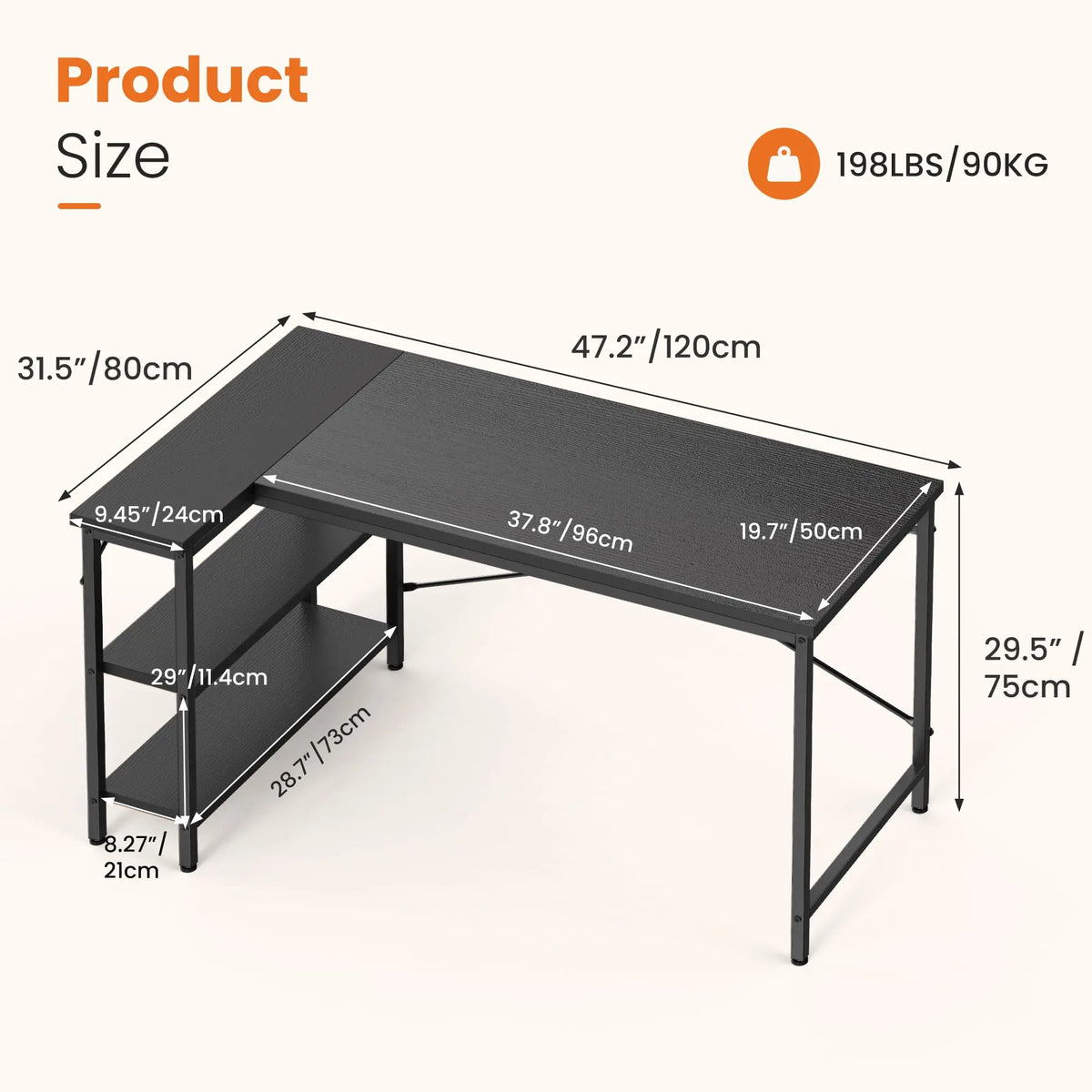 JHK L Shaped Desk Computer Desk With Reversible Storage by S And B Enterprise