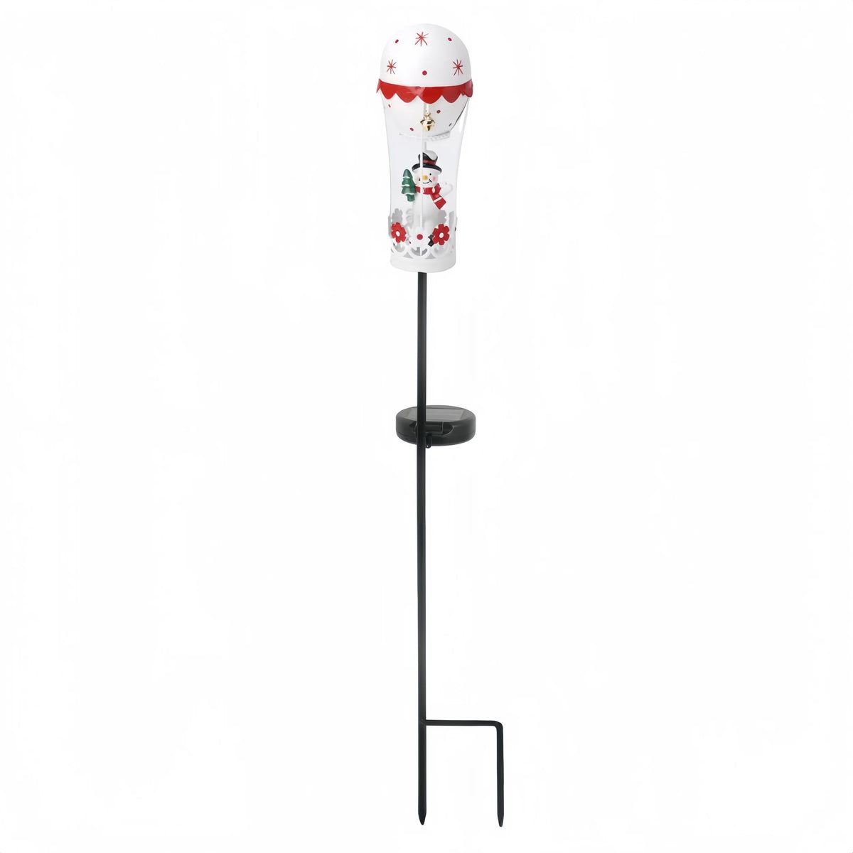 Outdoor garden solar stake light by S And B Enterprise - iron Santa on a red-and-white hot-air balloon with bells