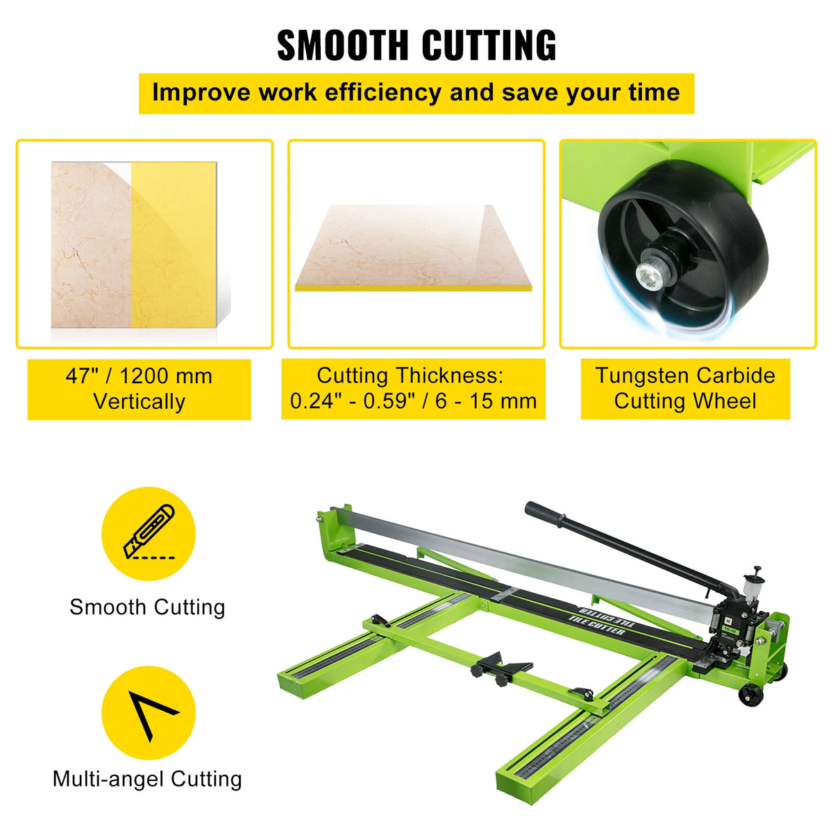 Manual tile cutter, green metal floor cutter for porcelain tiles with tungsten carbide cutting wheel
