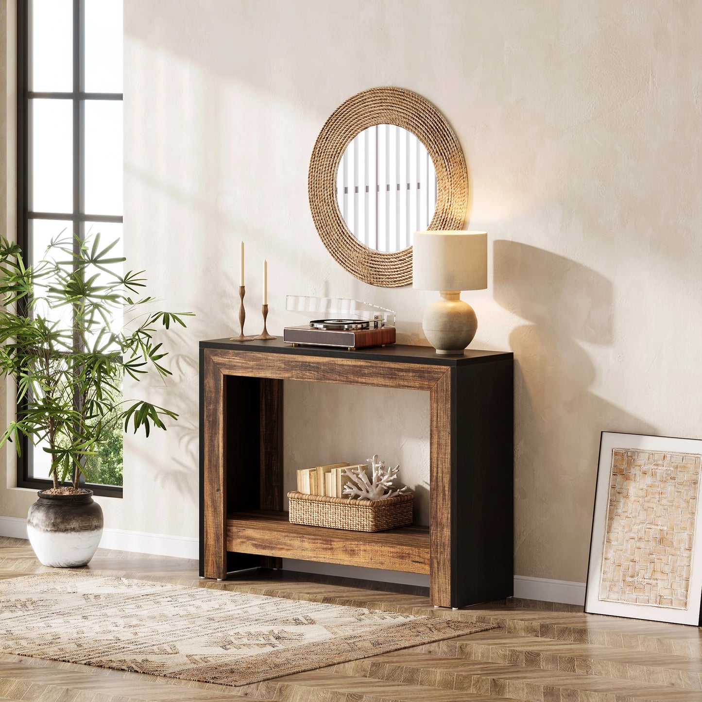 Tribesigns Rustic Wood Console Table With Storage Hallway Easy Assembly by S And B Enterprise