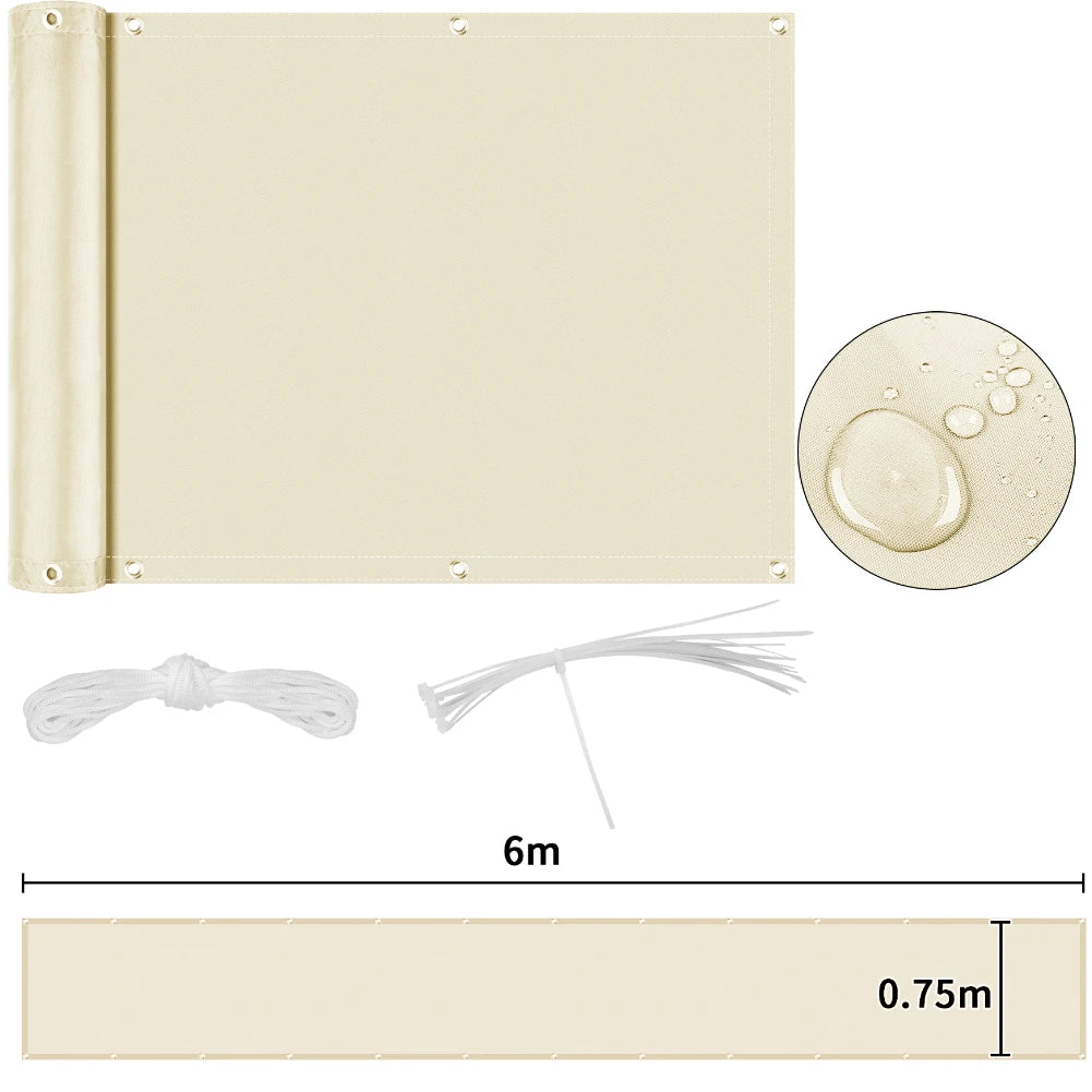 Beige fence privacy screen by S And B Enterprise with grommets; UV protected mesh, 6m x 0.75m, includes ties