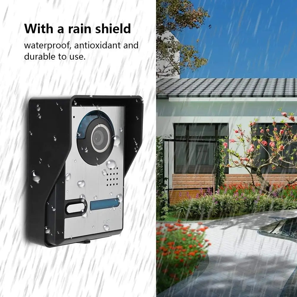 Video Intercom System 7-inch doorbell camera; black waterproof outdoor intercom unit