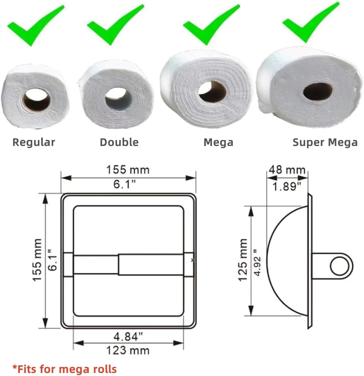 Stainless Steel Recessed Toilet Paper Holder Wall Mounted