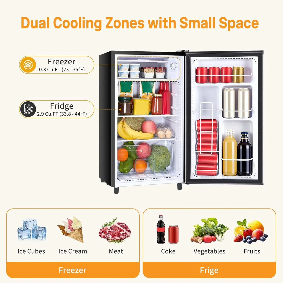 Mini Fridge With Freezer For Office Or Dorm Adjustable Thermostat by S And B Enterprise