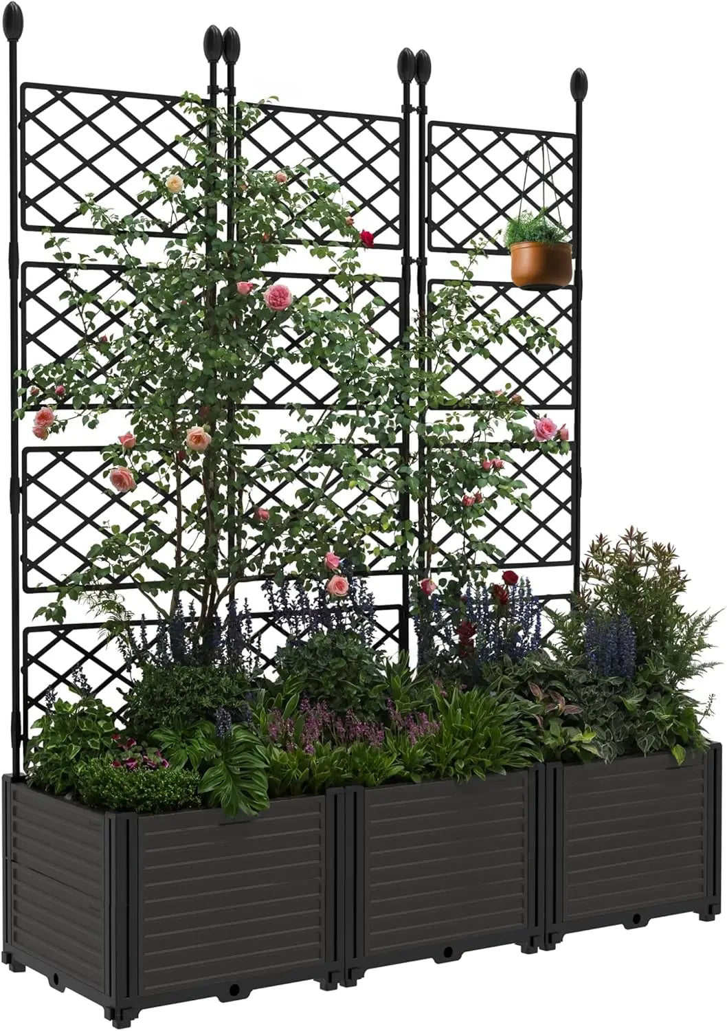 TWISTER.CK Plastic Planter Box With Trellis Rack Raised Garden Bed by S And B Enterprise