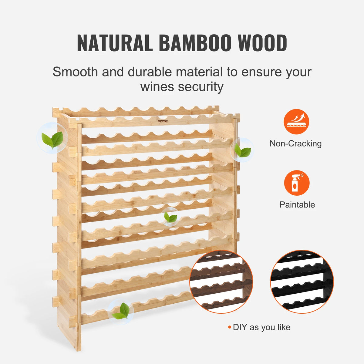SucceBuy 8-Tier Bamboo Stackable Wine Rack Free Standing Storage by S And B Enterprise