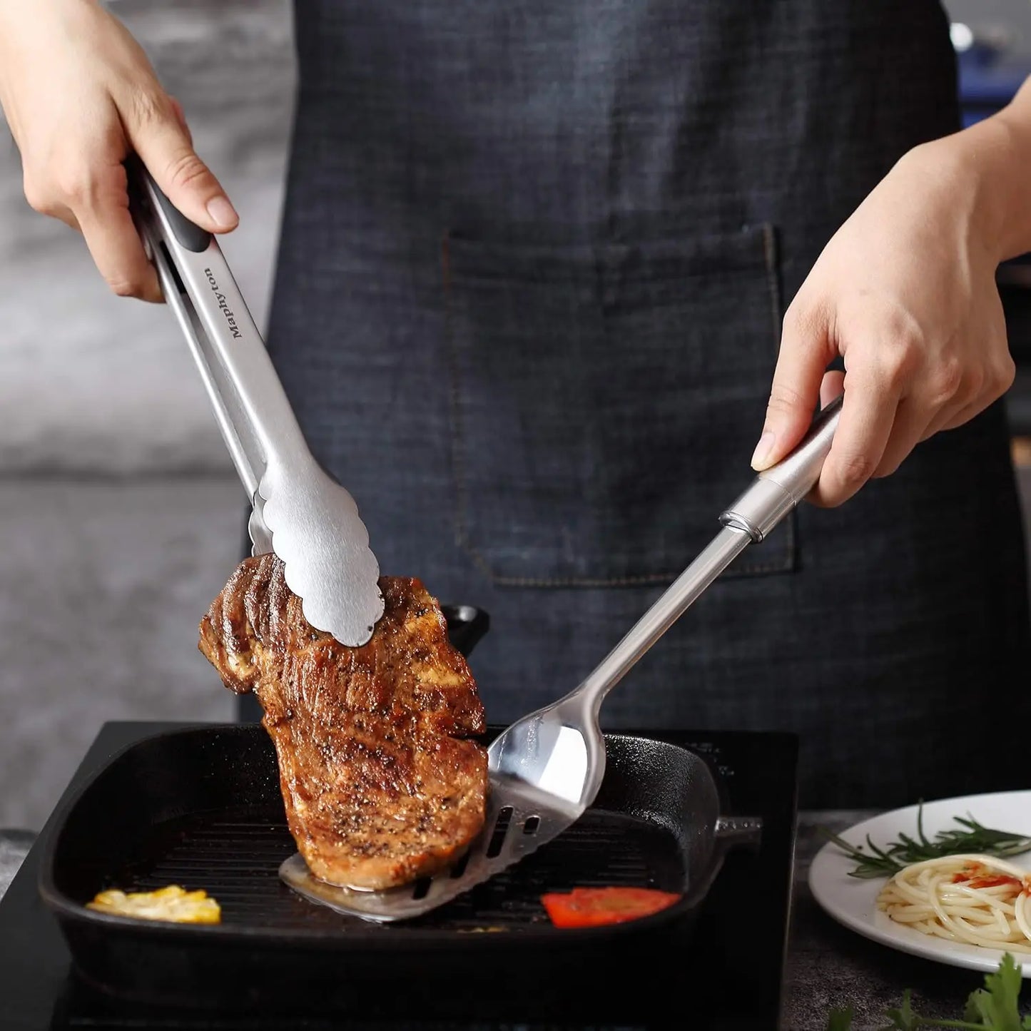 11 Piece Stainless Steel Kitchen Utensil Set With Nonstick Tools
