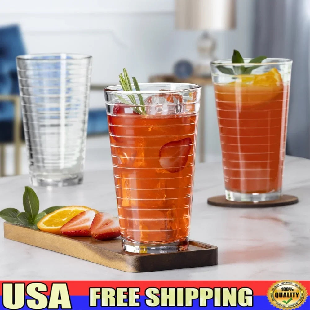 NONEDrinkware Glass Drinkware Set Stackable Dishwasher Safe for Home Bar by S And B Enterprise