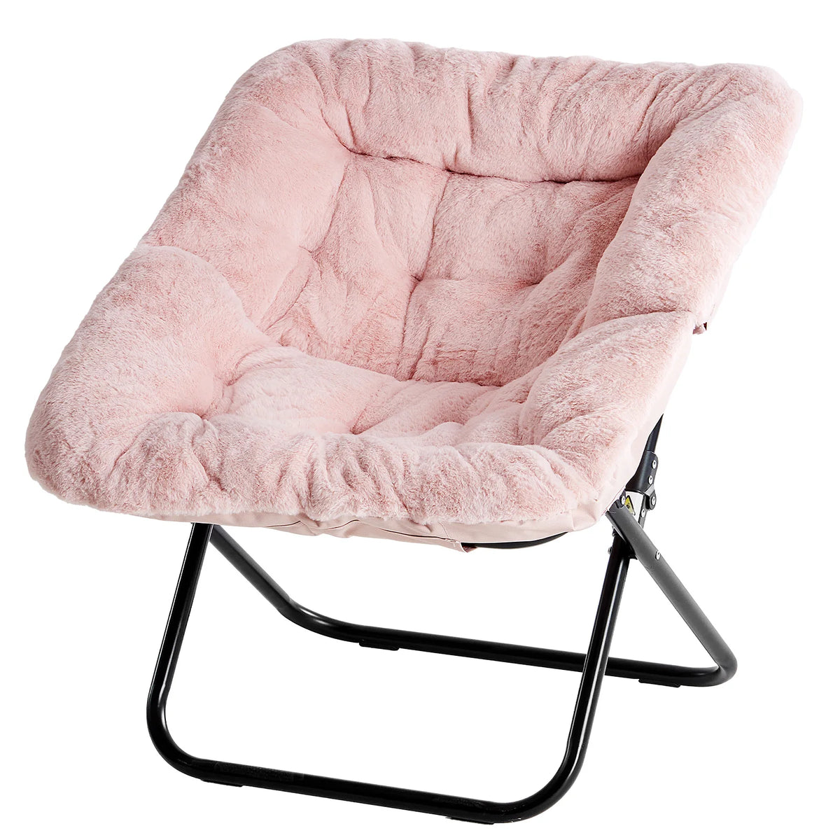 JHK Cozy Saucer Chair Soft Faux Fur Folding Lounge Chair Padded Metal Frame by S And B Enterprise
