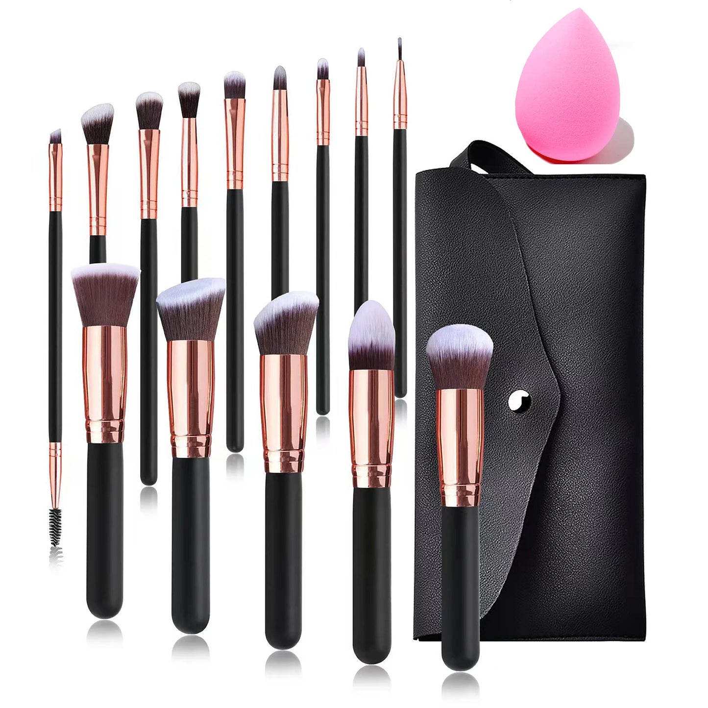 14 Piece Makeup Brush Set For Beginners With Soft Synthetic Bristles