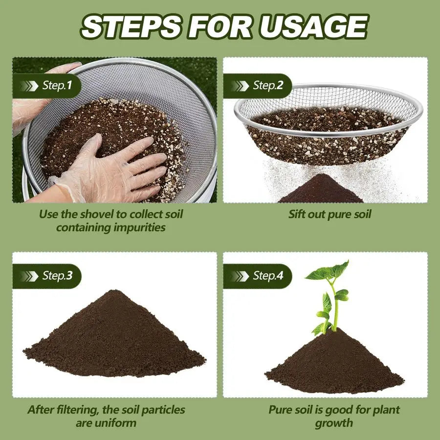 3 Pack Stainless Steel Sand Sifter For Garden Soil