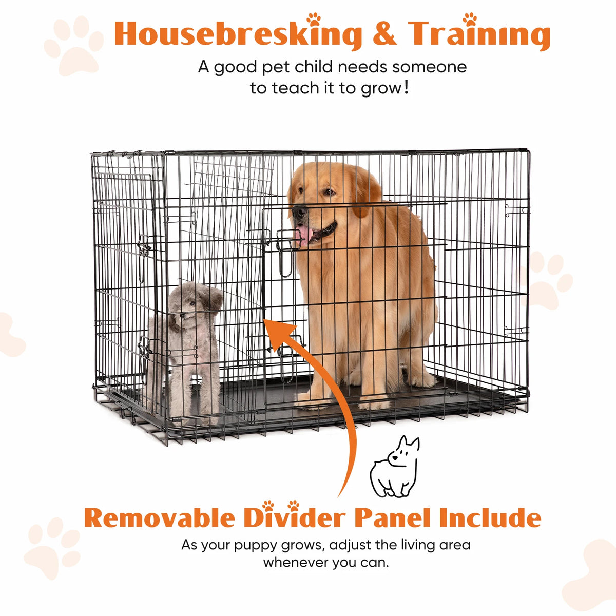 JHK Double Door Folding Dog Cage With Leakproof Pan by S And B Enterprise