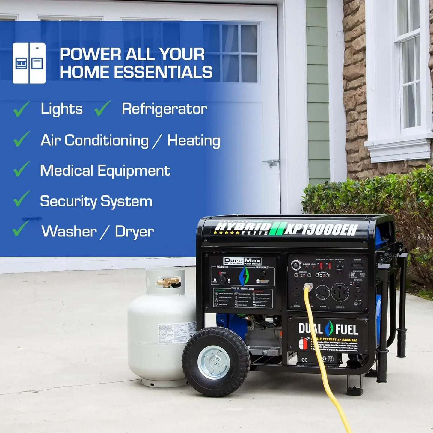XP13000EH Dual Fuel Portable Generator Gas and Propane Electric Start