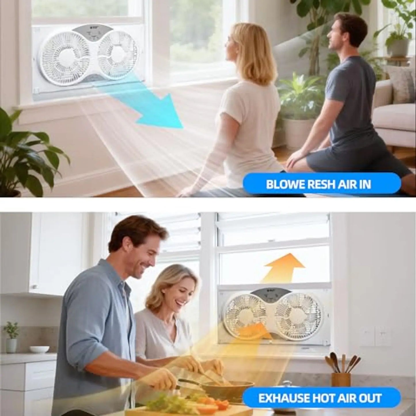 Adjustable Window Fan With Remote And Reversible Airflow 3 Modes