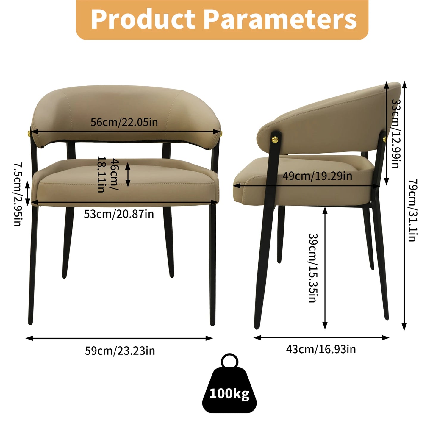 Luxury Microfiber Leather Dining Chairs Set of 2 for Restaurant by S And B Enterprise