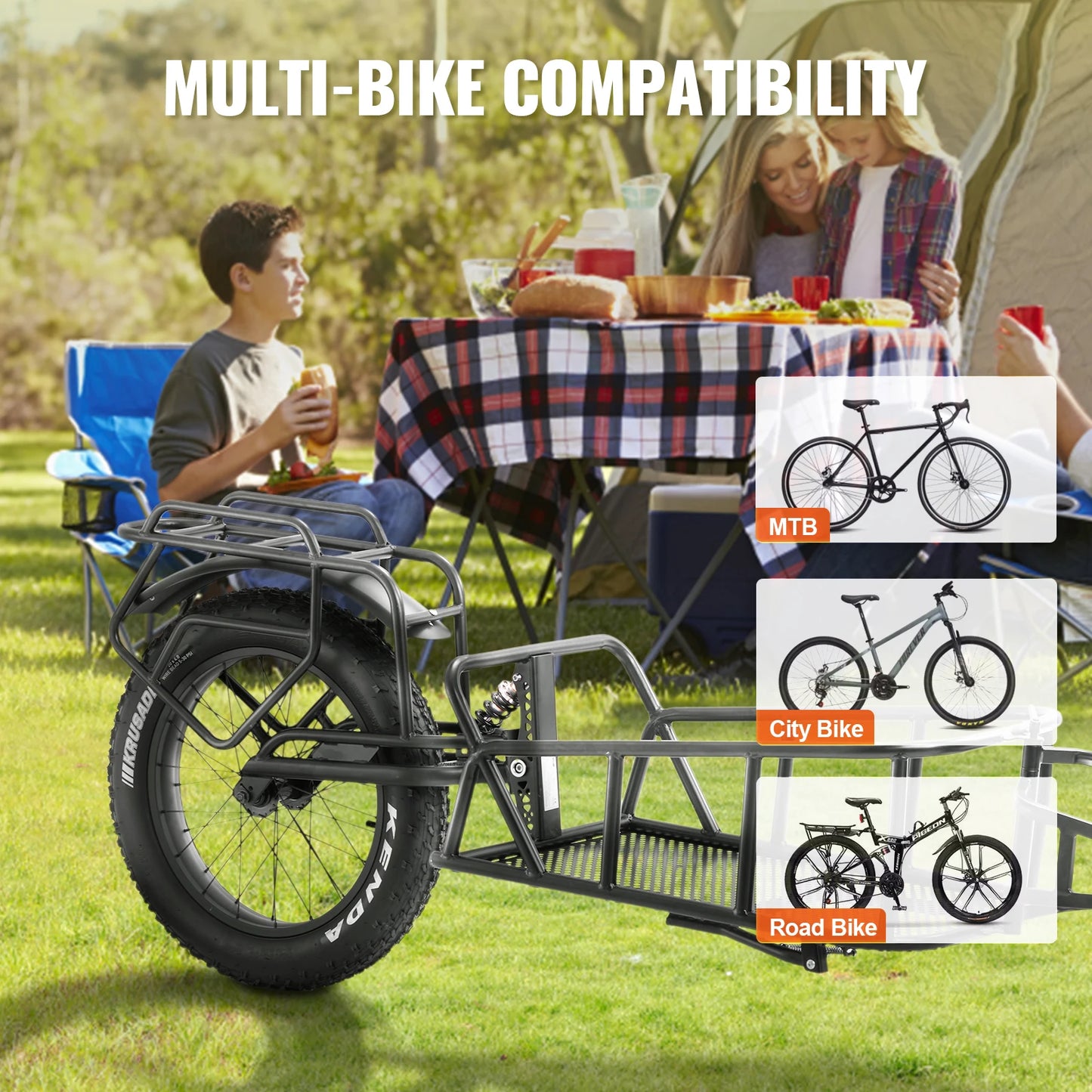 SucceBuy Carbon Steel Bike Cargo Trailer With Universal Hitch