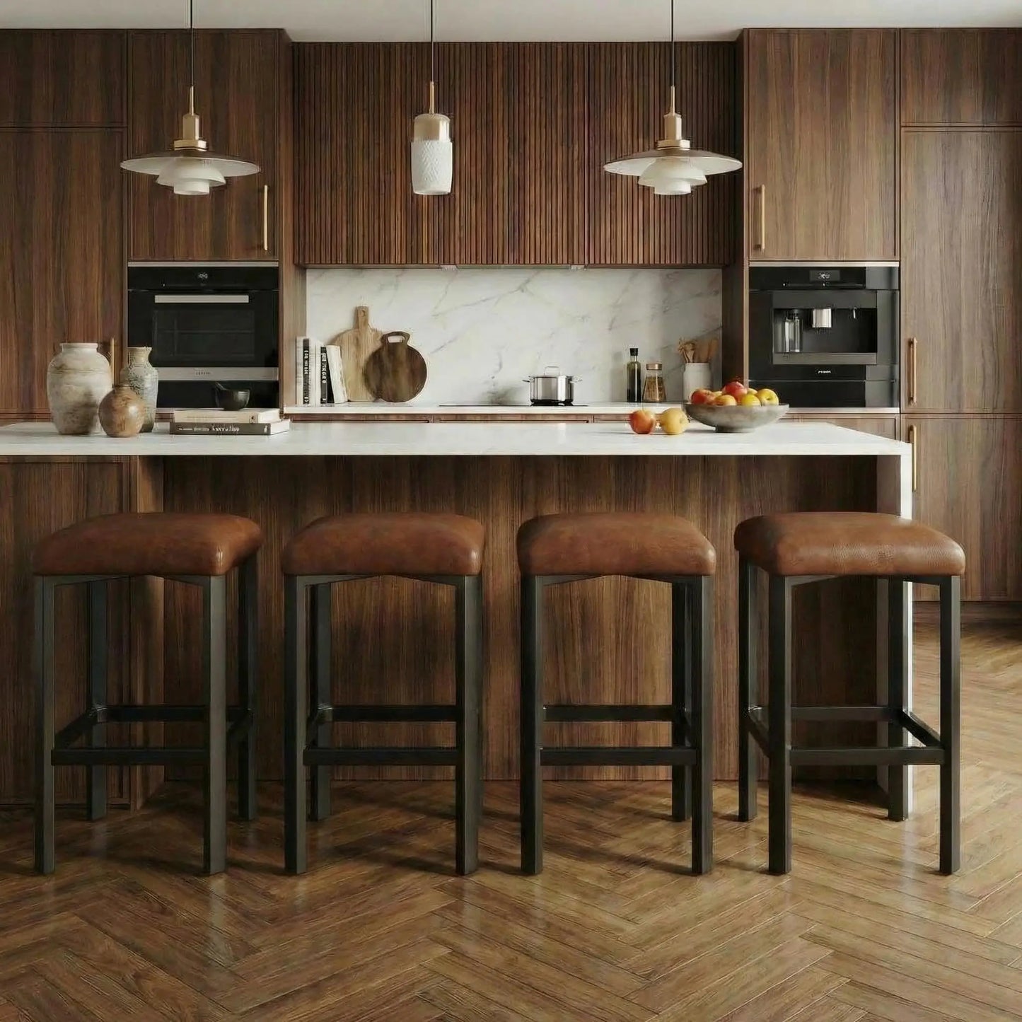 Studyset Counter Height Bar Stools Set With PU Leather Seat by S And B Enterprise