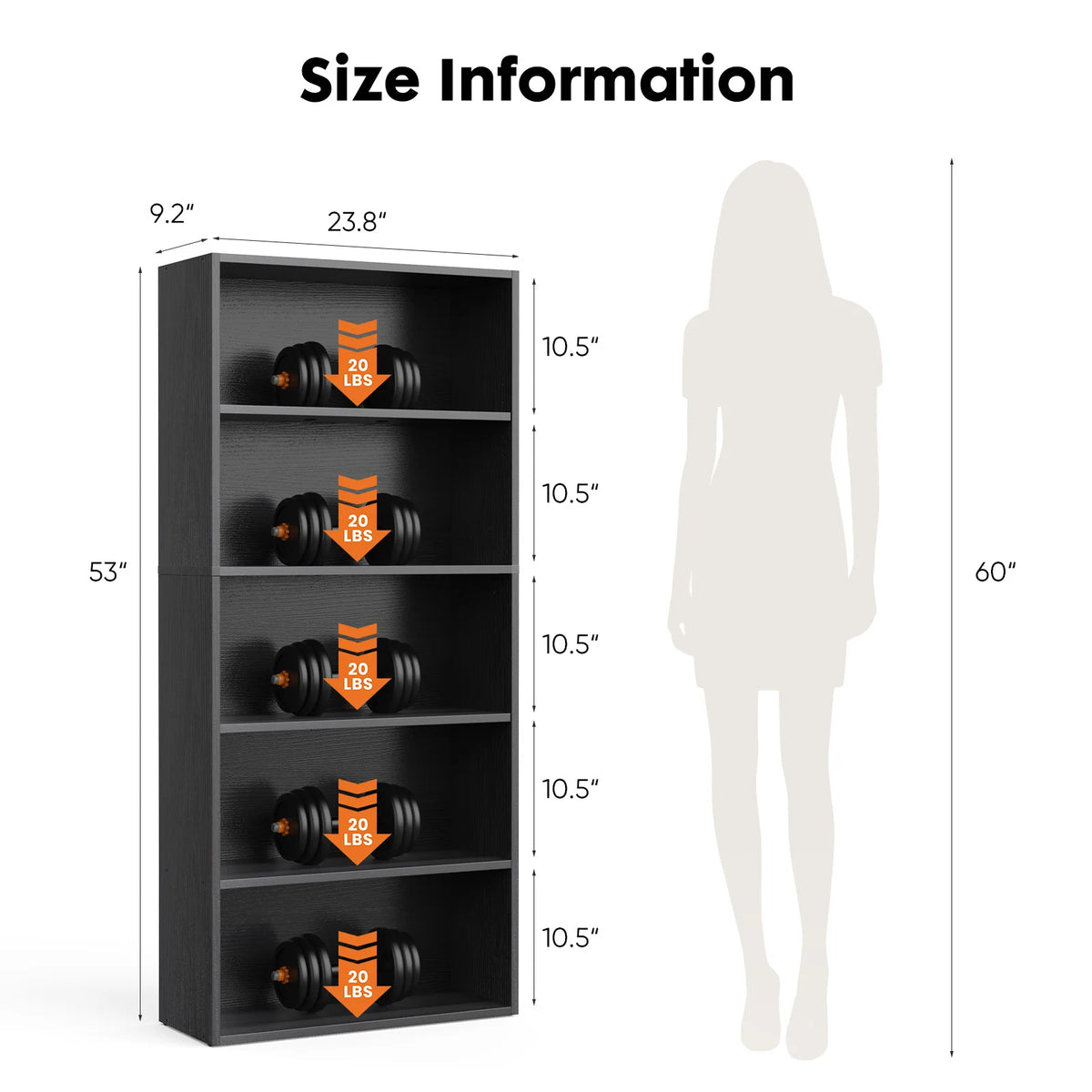 JHK 6 Tier Wooden Shelf Bookcase by S And B Enterprise