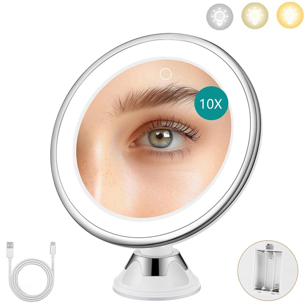 LED Makeup Mirror With 10x Magnification And Three Color Lights by S And B Enterprise