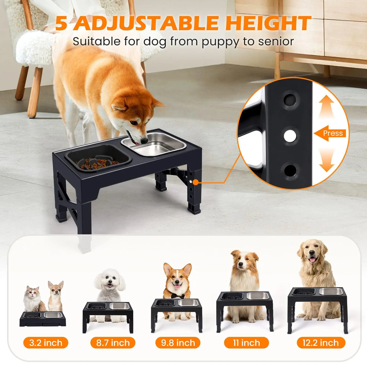 Non Slip Elevated Slow Feeder Dog Bowls With Foldable Stand by S And B Enterprise