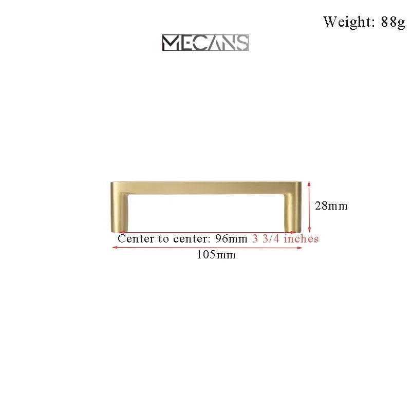 Brass cabinet handle long pull by S And B Enterprise, 105mm long, 28mm tall for drawers and wardrobes.