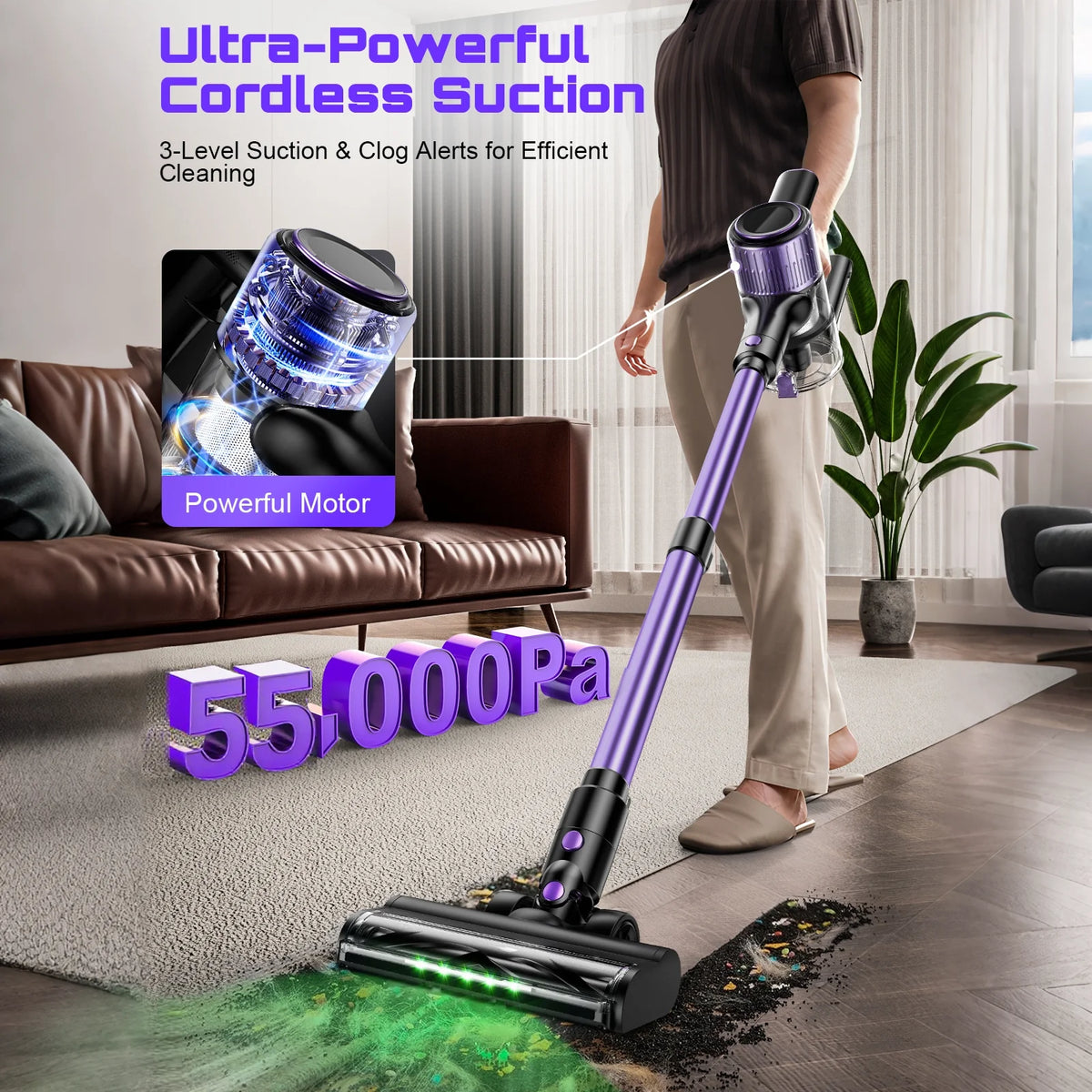 SUXIANGVACC Cordless Vacuum Cleaner 55Kpa 500W 45min 10 In 1 by S And B Enterprise