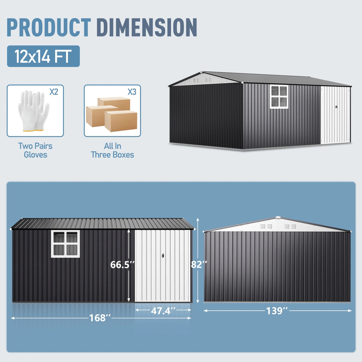 VIWAT Outdoor Metal Storage Shed With Lockable Door And Window by S And B Enterprise