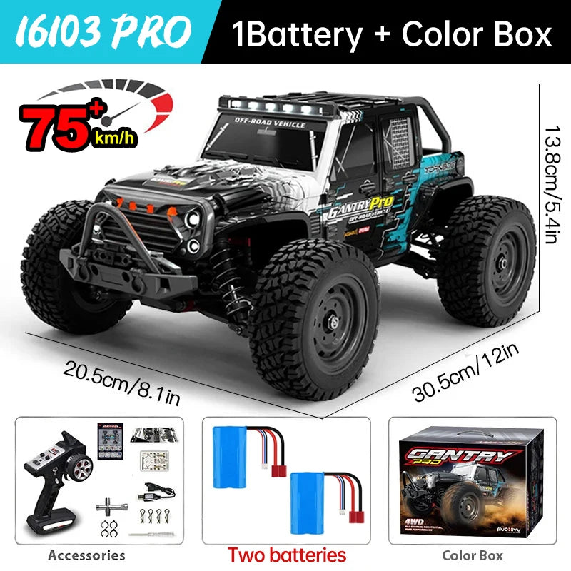 WLtoys 16101 Pro RC car 4WD monster truck with LED lights and 2.4G remote