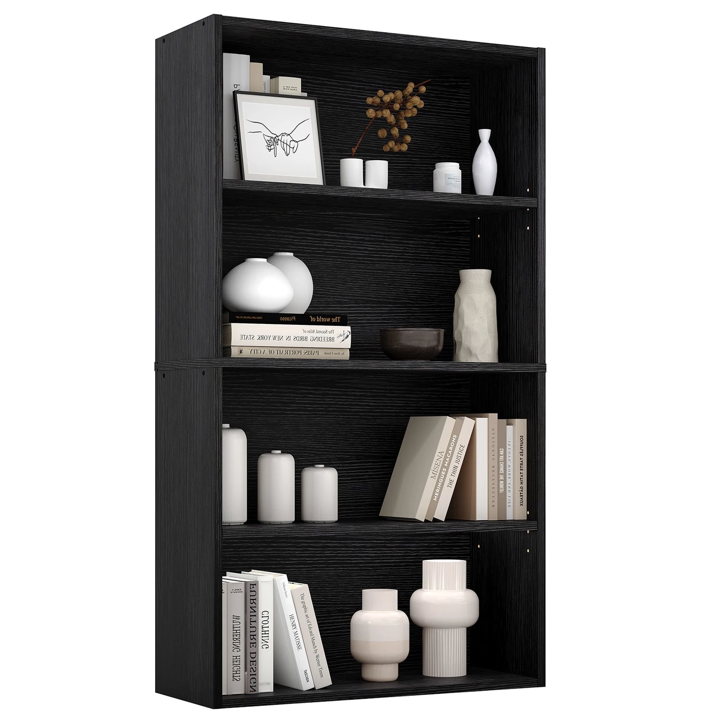 JHK Modern Wooden Bookcase Shelf For Living Room And Office