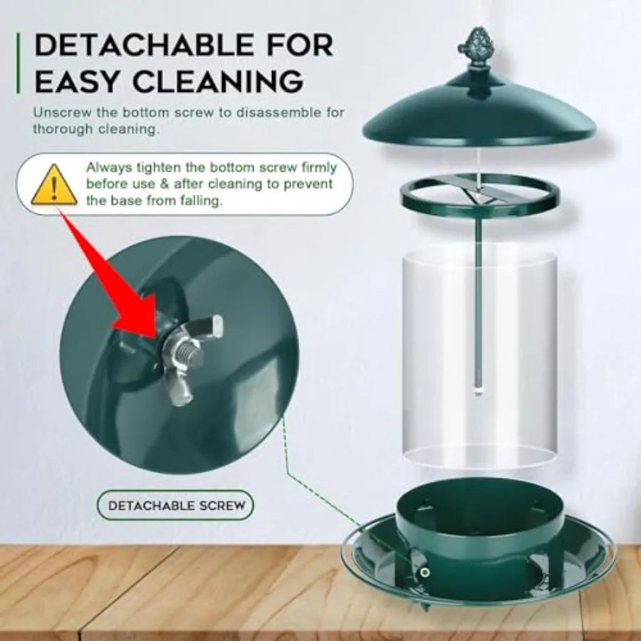 Metal Bird Feeders Outdoor Hanging Weather Resistant 360 Degree Tray by S And B Enterprise