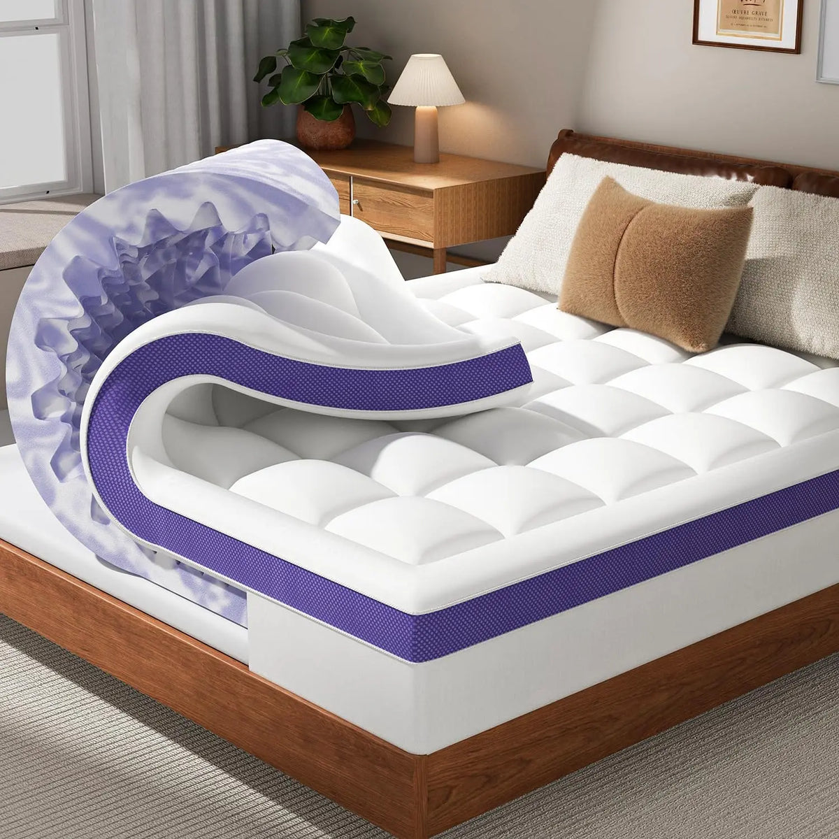 Dual-Layer Memory Foam Mattress Topper With Cooling Gel Pillow Top by S And B Enterprise