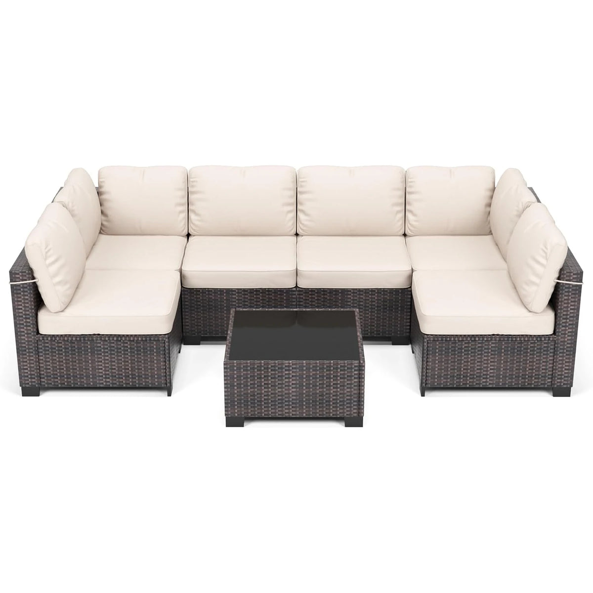 HobbyLane 7 Piece Modular Outdoor Furniture Set PE Rattan Wicker Garden by S And B Enterprise