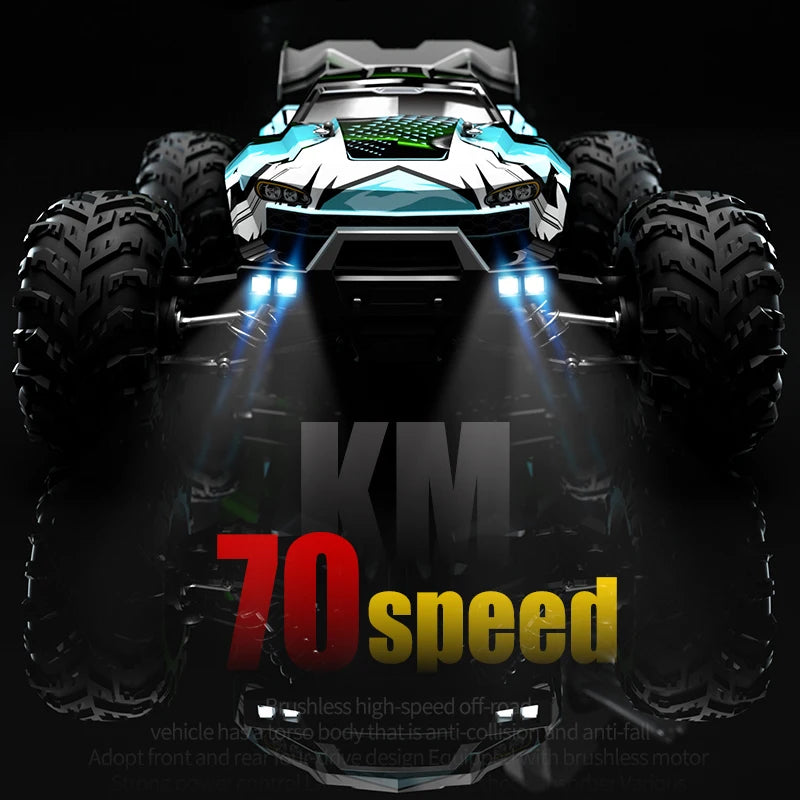 WLtoys 16101 Pro 1:16 4WD RC monster truck with LED lights and oversized off-road tires