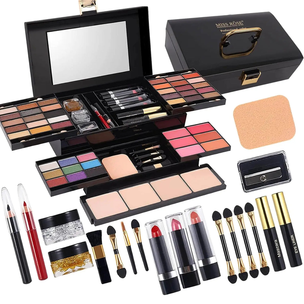 58 Professional Makeup Kit With Eyeshadow Blusher Concealer Mirror by S And B Enterprise