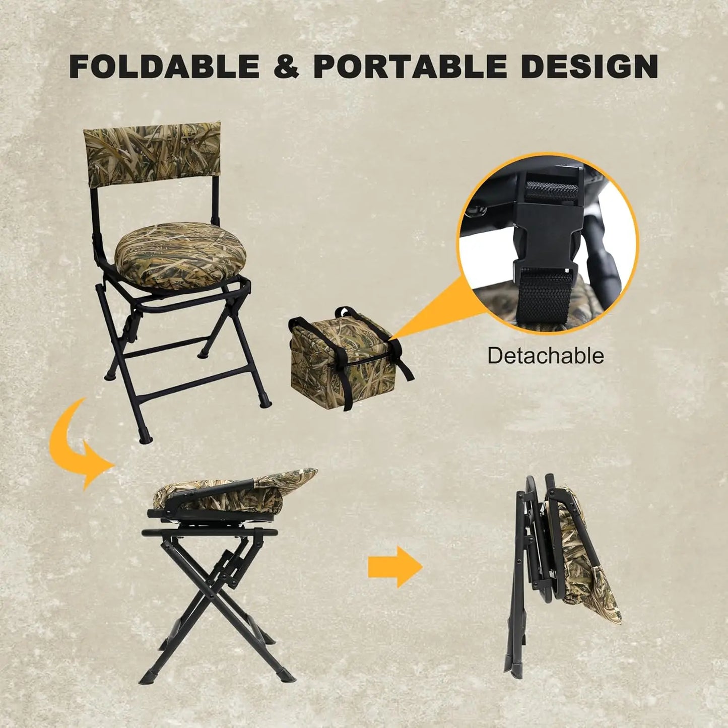 360 Degree Swivel Hunting Chair For Ground Blinds Folding Seat