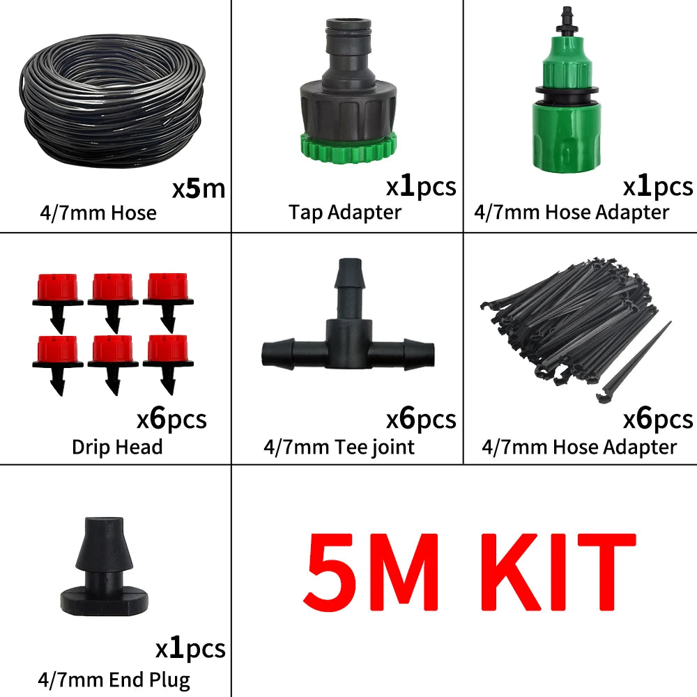 Micro Drip Irrigation System Portable 20M Automatic Watering with Adjustable Drippers Misting Watering Kits Garden Hose by S And B Enterprise
