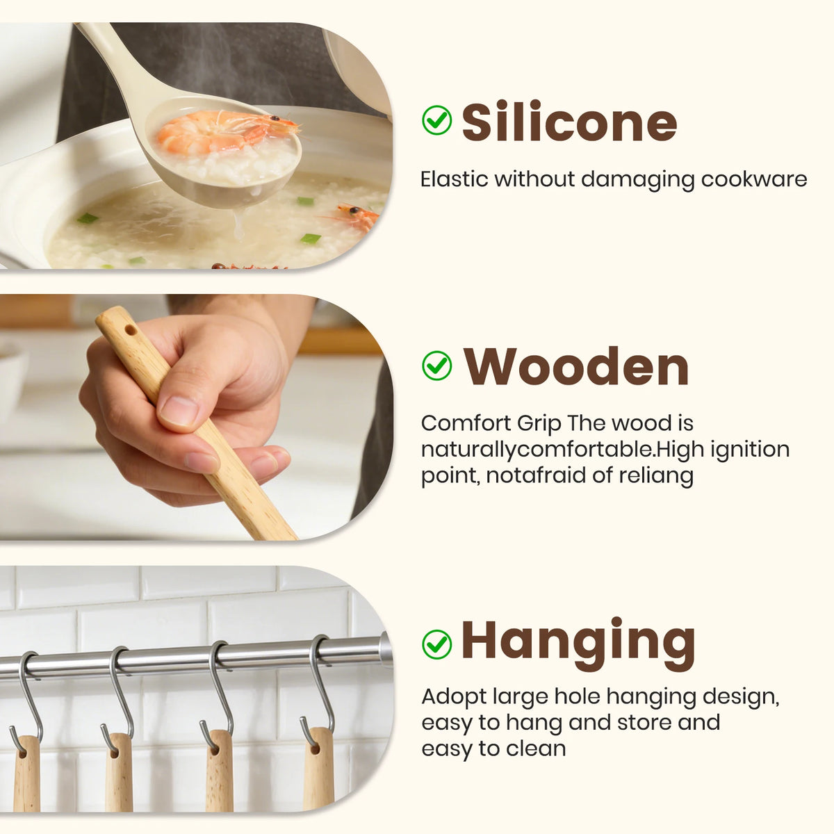 Silicone wooden-handle kitchen utensil set, 44-piece non-stick; by S And B Enterprise