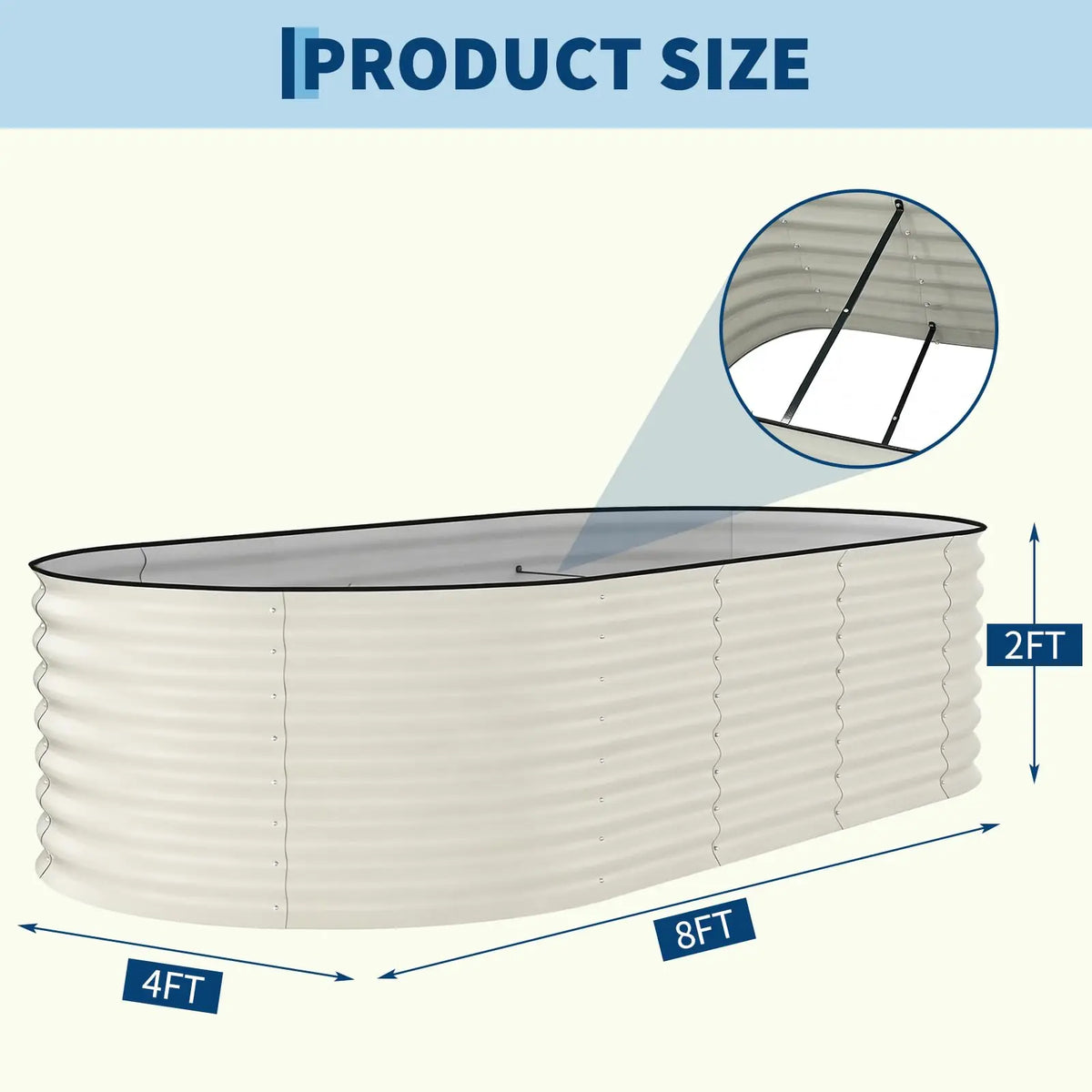 Two galvanized raised garden beds, 8x4x2 ft, open-bottom rustproof metal planters for vegetables, flowers, and herbs.