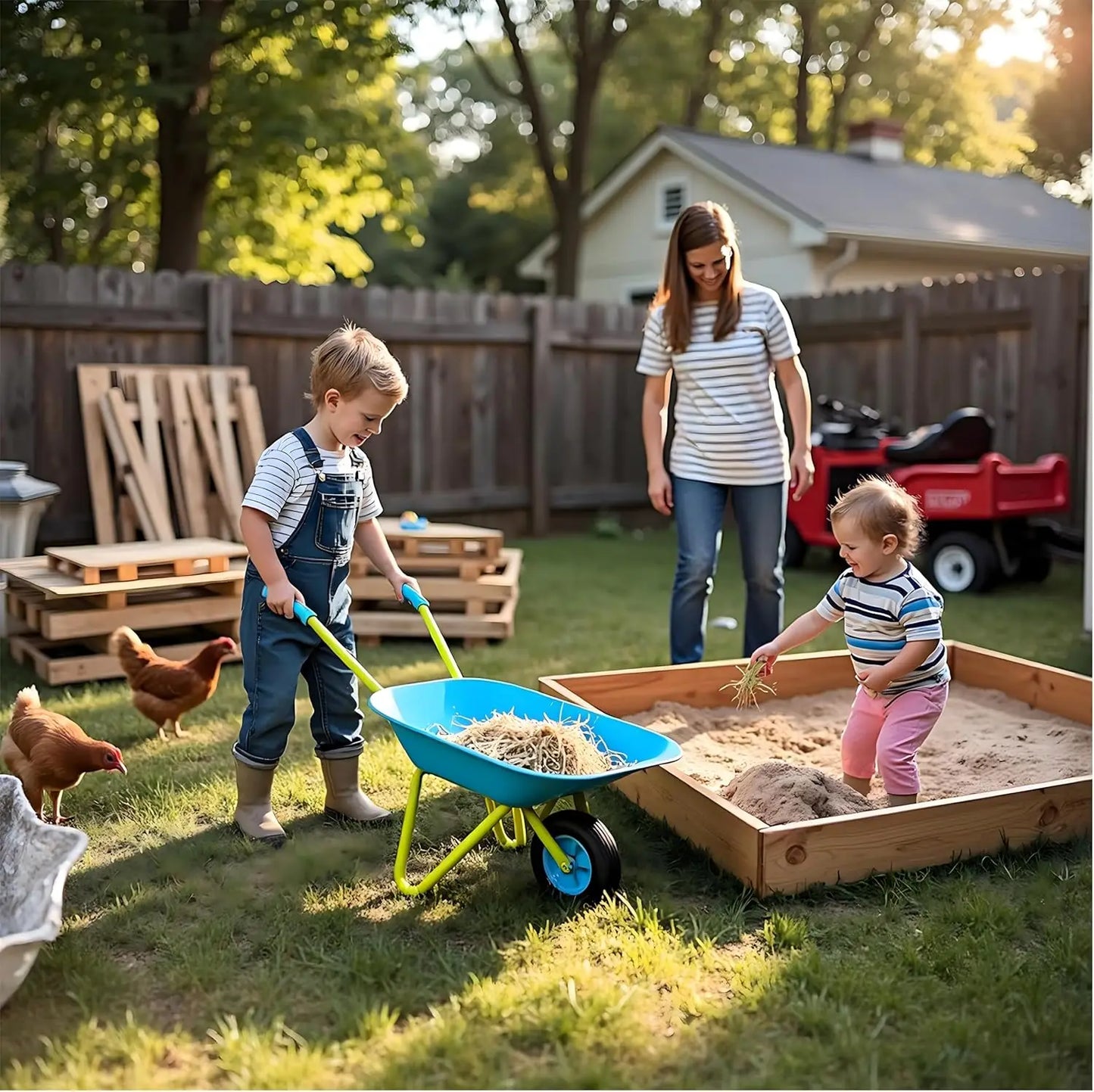 Kids Metal Wheelbarrow For Outdoor Play And Gardening