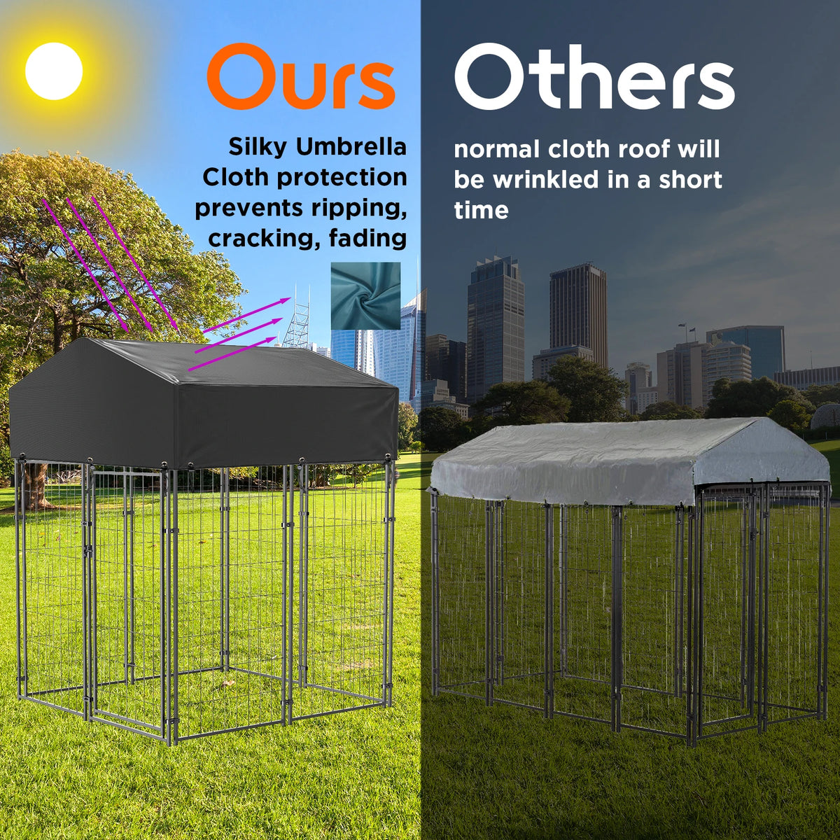 Oversized Large Dog Kennel Outdoor with Anti-UV Waterproof Cover Dog Playpen House Fence Pet Crate Metal Welded Wire by S And B Enterprise