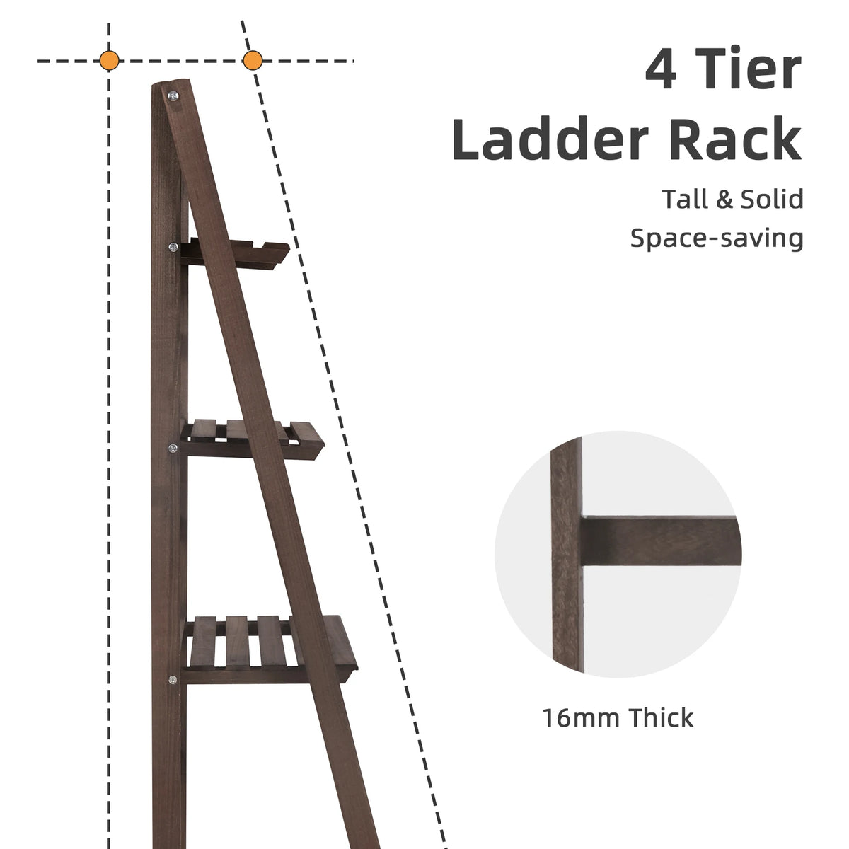 4-tier wooden ladder shelf by S And B Enterprise for indoor plant display