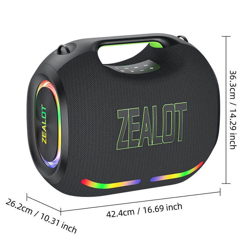 ZEALOT-ZE21 400W Big Power Wireless Bluetooth Peaker Outdoor Portable 48000mAh Long Battery With RGB Color Lights TWS Subwoofer High Volume Waterproof Bluetooth Speaker by S And B Enterprise