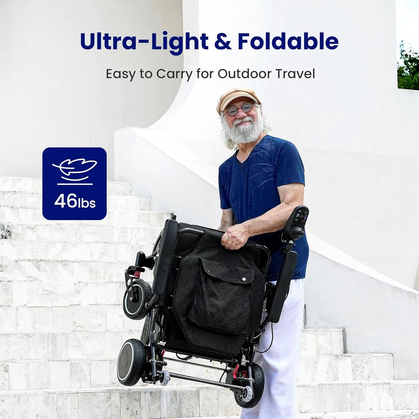 MAIDESITE Electric Wheelchair Carbon Fiber Foldable Lightweight