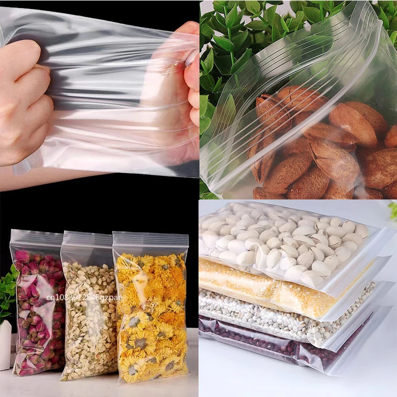NONECN 100Pcs Small Transparent Zip Lock Bags Durable Storage