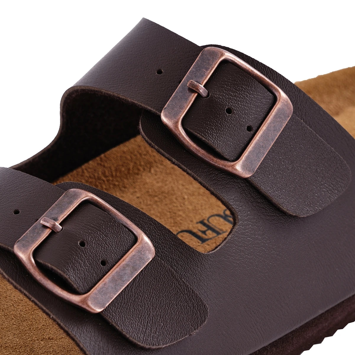 None Soft Footbed Leather Sandals Women Cork Casual Slippers by S And B Enterprise