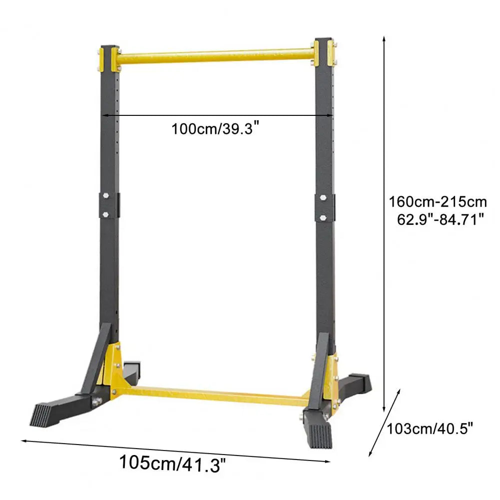 Pull-up station by S And B Enterprise, portable freestanding pull-up bar in gray and yellow, supports 400 lbs.