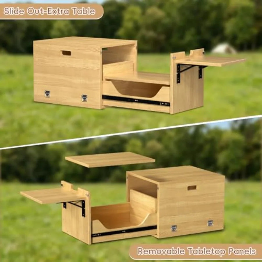 Folding Camping Table With Storage Drawer For SUV Camp Kitchen