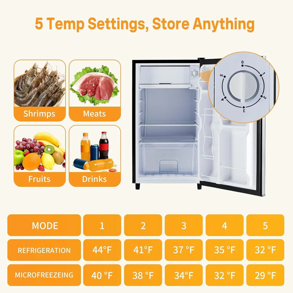 Mini Fridge With Freezer For Office Or Dorm Adjustable Thermostat by S And B Enterprise